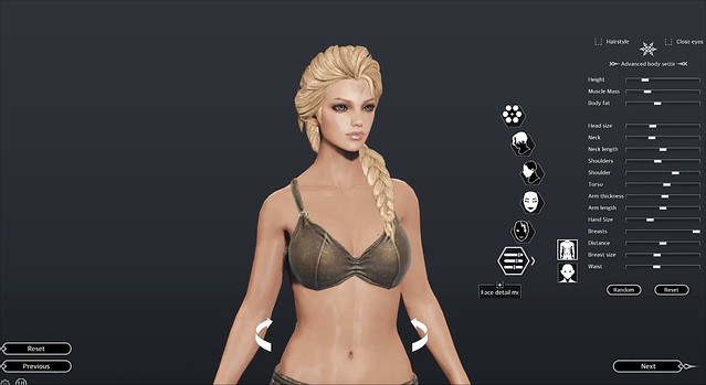 Bless Online Character Creation - Breast Size