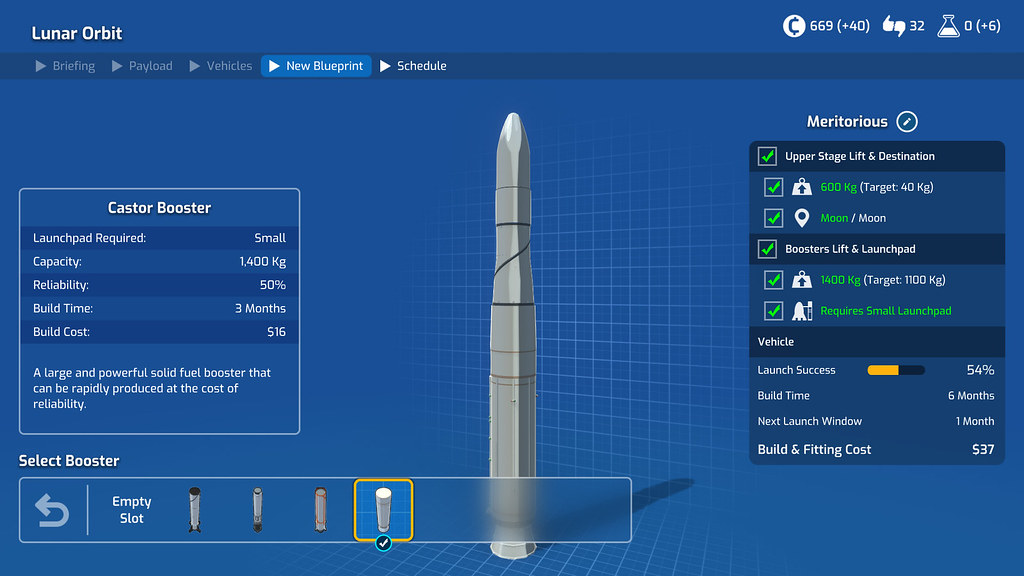Mars Horizon - Shuttle Selection