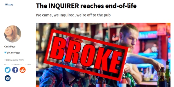 The Inquirer Shutting Down March, 2020